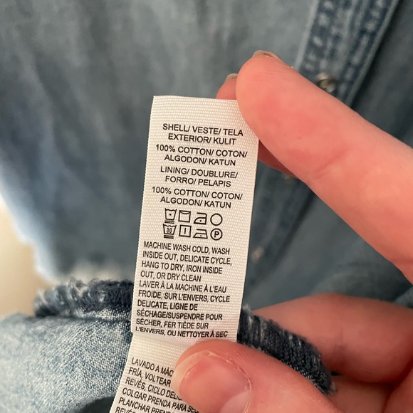 LuckyBrand light wash raw hem denim knee-length shirt dress - Picture 2 of 4